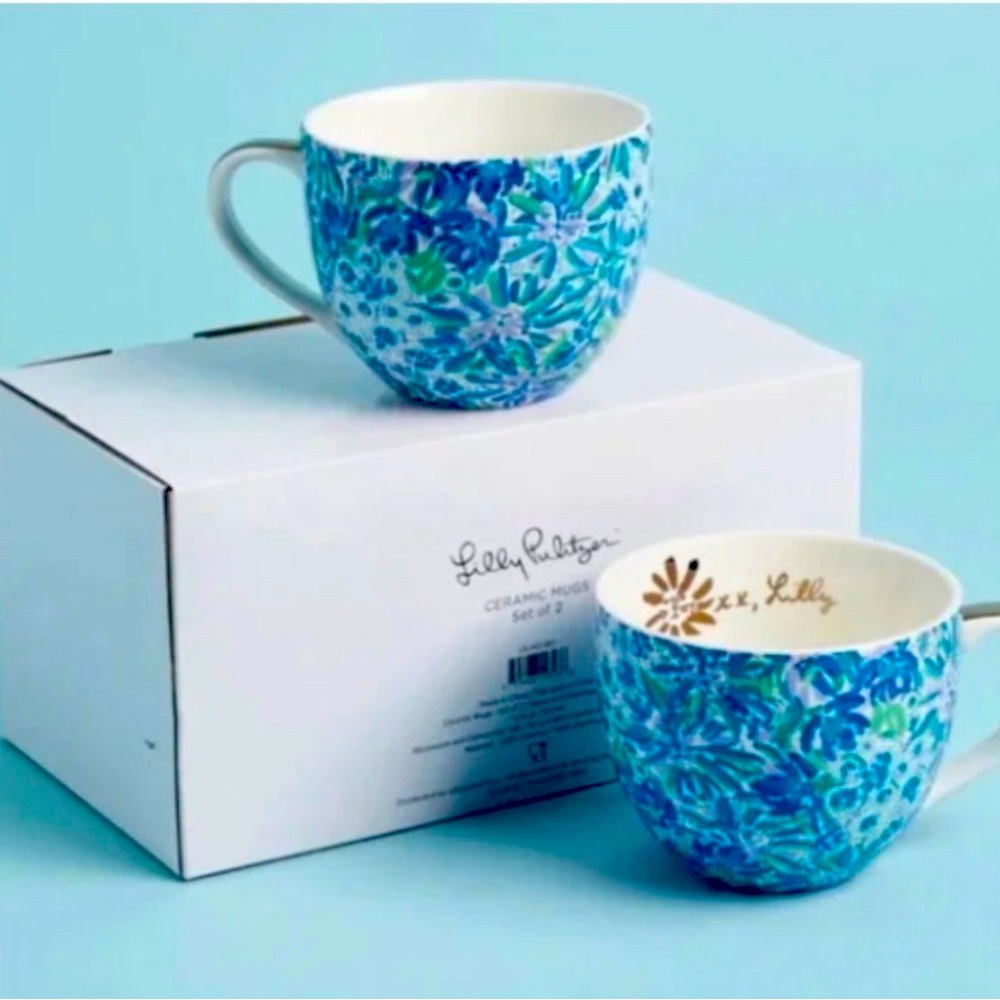 Lilly Pulitzer coffee tea cups set of 2